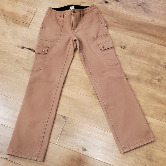 Duluth Trading Company Pant Tan Women Sz 2 Fleece Lined Cargo Workwear 31 Inseam - Picture 1 of 9